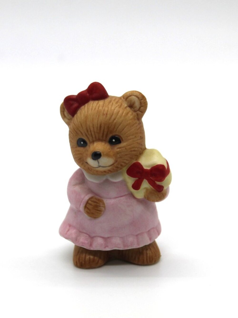 Vintage Homco Christmas Morning 2" Daughter Bear Holding Gift Figurine #5302 EUC